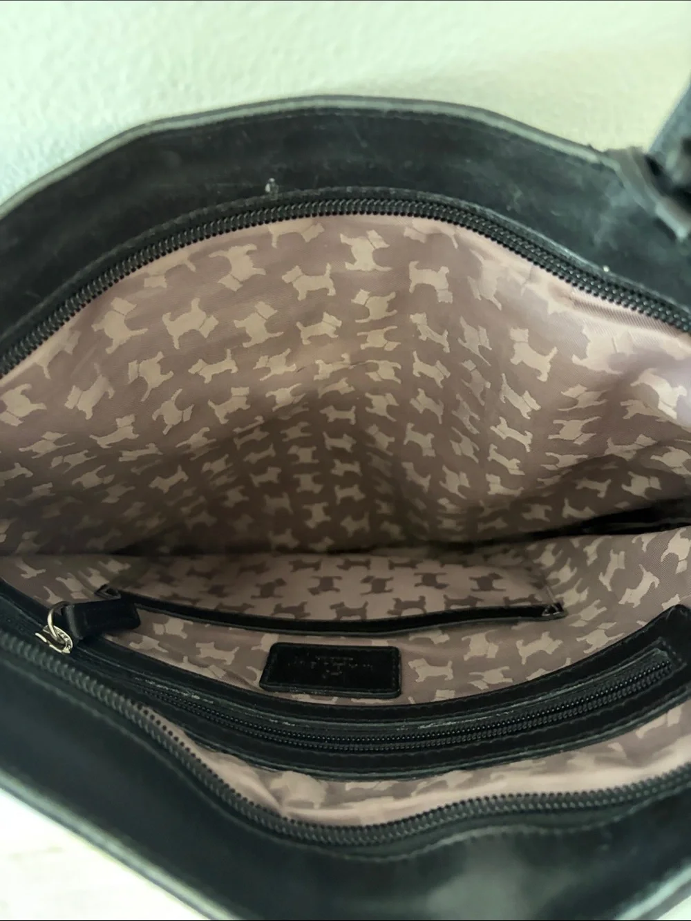 Radley London Classic Black Leather Crossbody Adjustable Shoulder Bag w/ Pocket